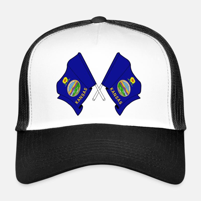 Zwei Flaggen durchquerten Kansas Trucker Cap