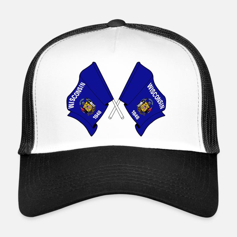 Deux drapeaux du Wisconsin croisés Casquette trucker 