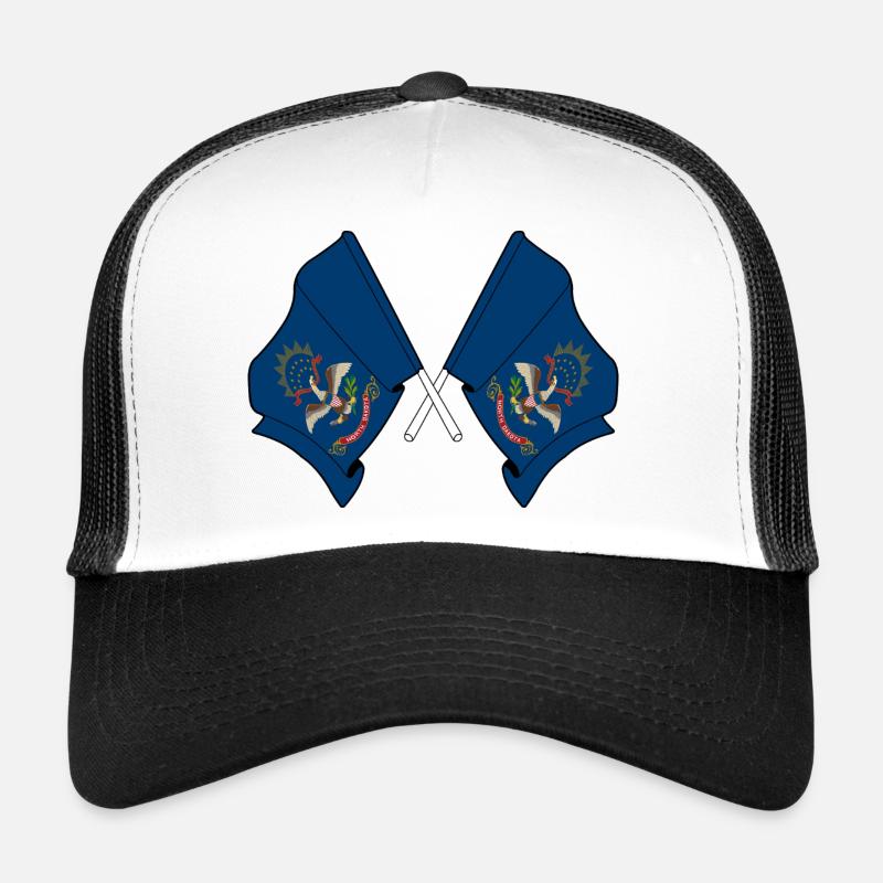 Deux drapeaux ont traversé le Dakota du Nord Casquette trucker 