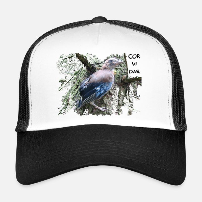 Eichelhäher Corvidae - Trucker Cap - Weiß/Schwarz