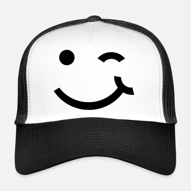 Clin d’œil, sourire clignant de l’œil - Casquette trucker  - blanc/noir