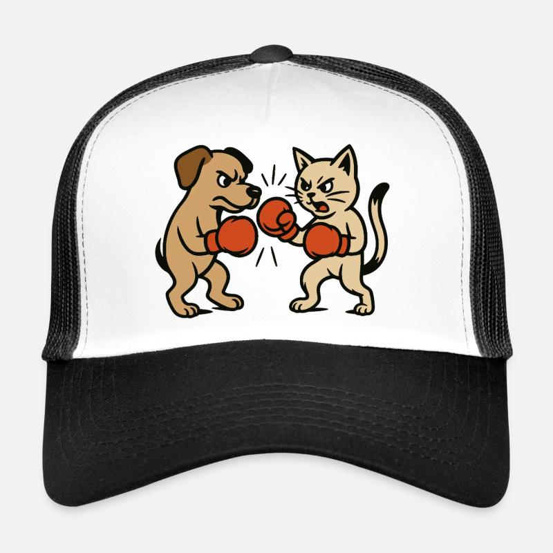 Haustier Kampf Katze Hund Boxen Boxkampf Duell Trucker Cap