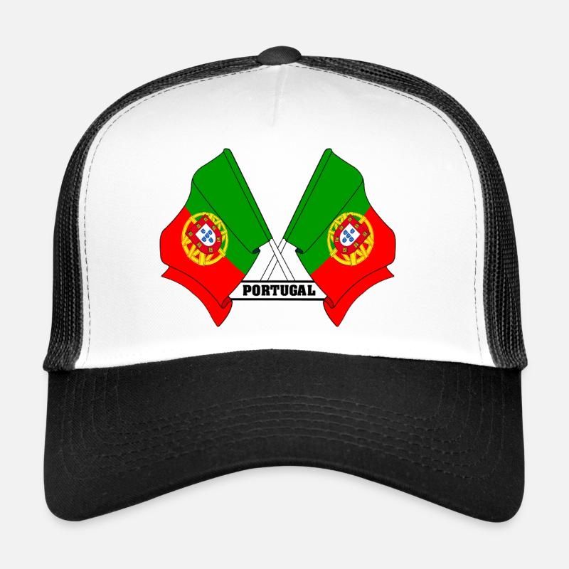 Drapeaux portugais croisés avec texte Casquette trucker 