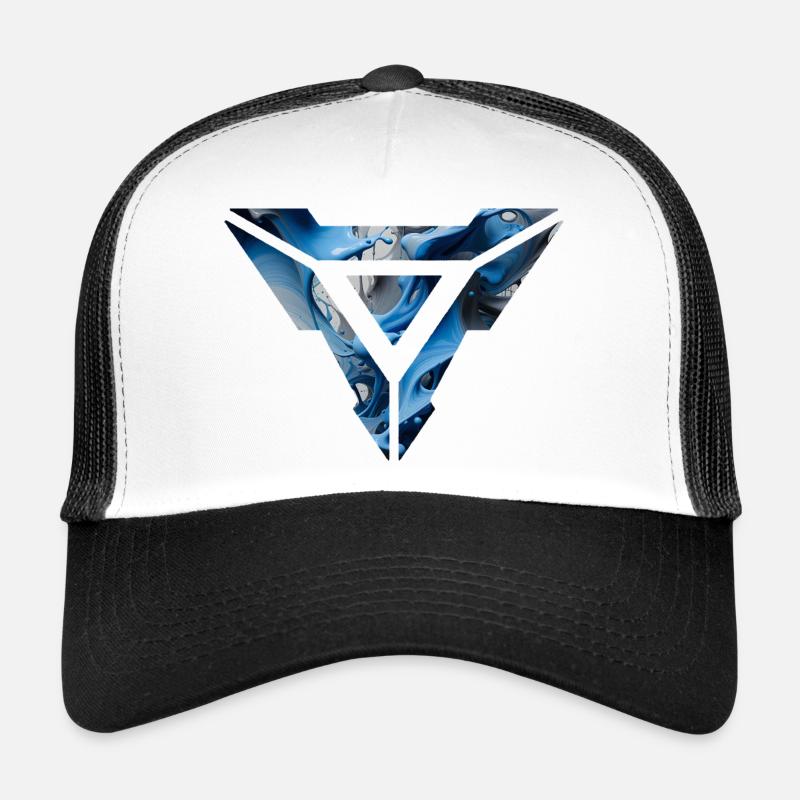 Design triangulaire fluide bleu abstrait Casquette trucker 
