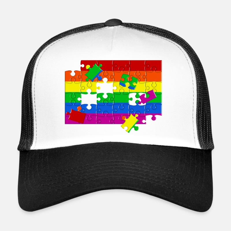 LGTBQ+ Flag Puzzle Trucker Cap