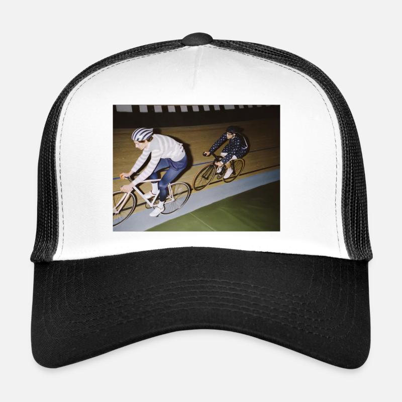 Rennradfahrer – Vintage Bahn - Trucker Cap - Weiß/Schwarz