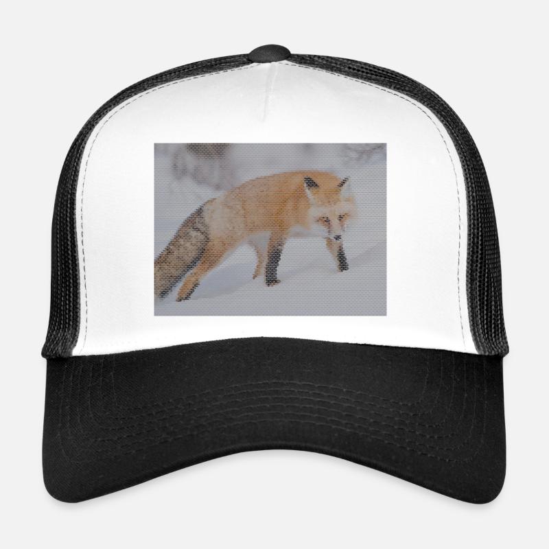 geometric fox - Trucker Cap - white/black