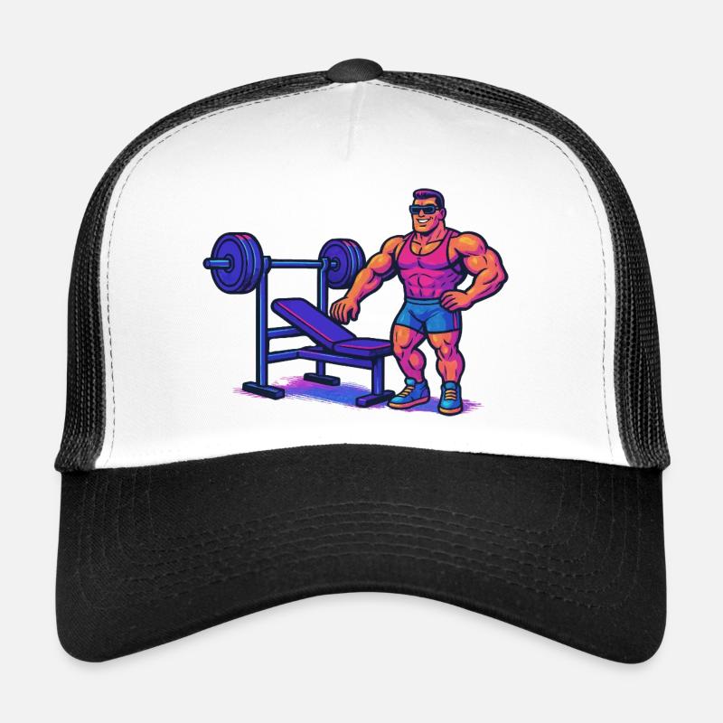 Bodybuilder Gym Comic - Trucker Cap - Weiß/Schwarz