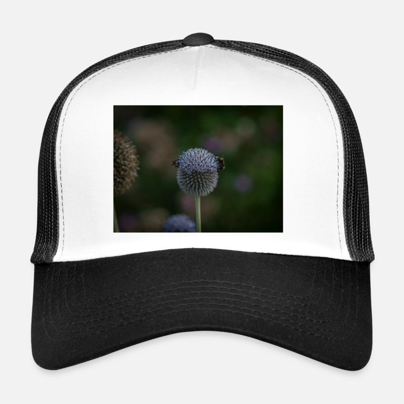 Abeilles sur chardon globe violet - Casquette trucker  - blanc/noir