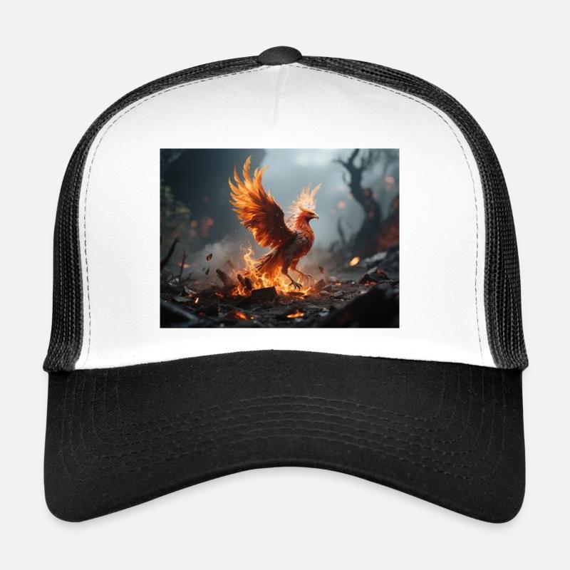 Fire Phoenix Rise - Trucker Cap - white/black