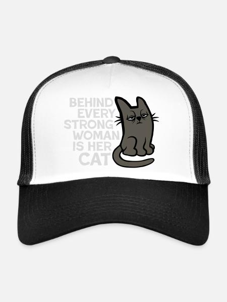 Cat Behind Every Strong Woman Annoyed Grumpy - Trucker Cap - white/black - Front