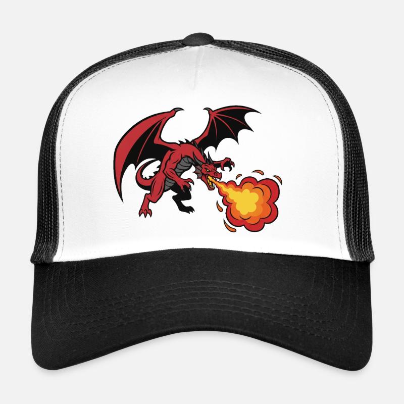 Conception de souffle de feu dragon rouge Casquette trucker 