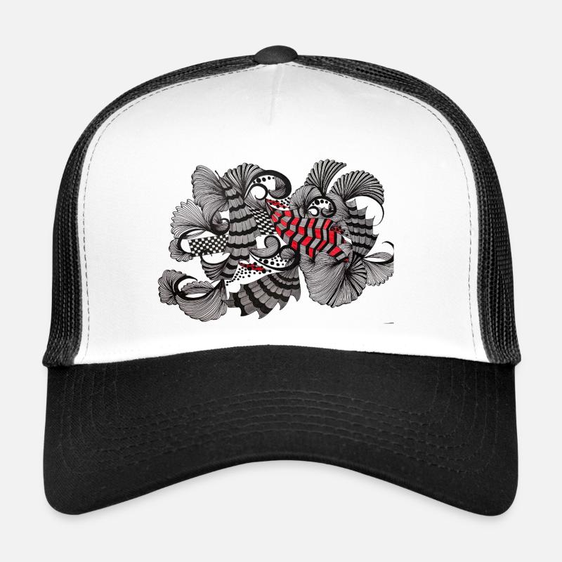 SchwarzWeiß Rot Muster - Trucker Cap - Weiß/Schwarz