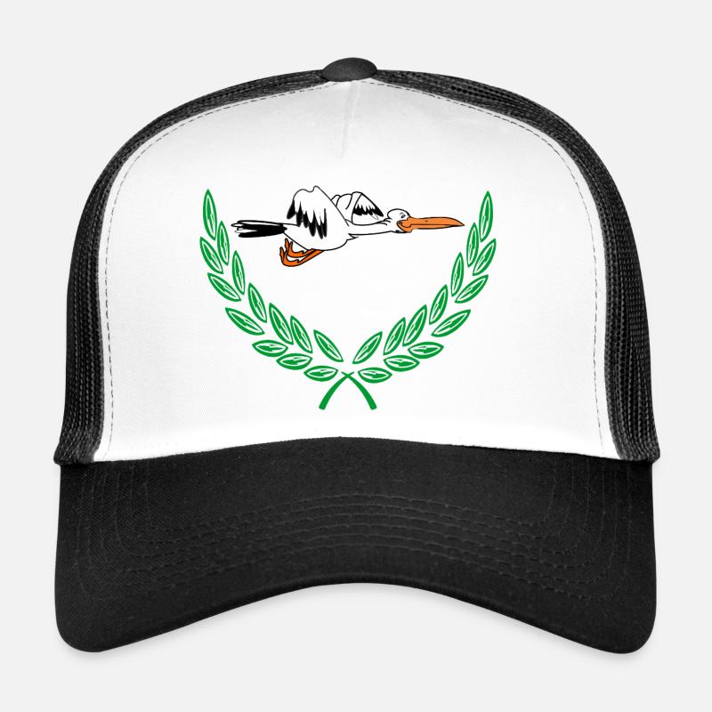 Cute stork in green laurel wreath Trucker Cap
