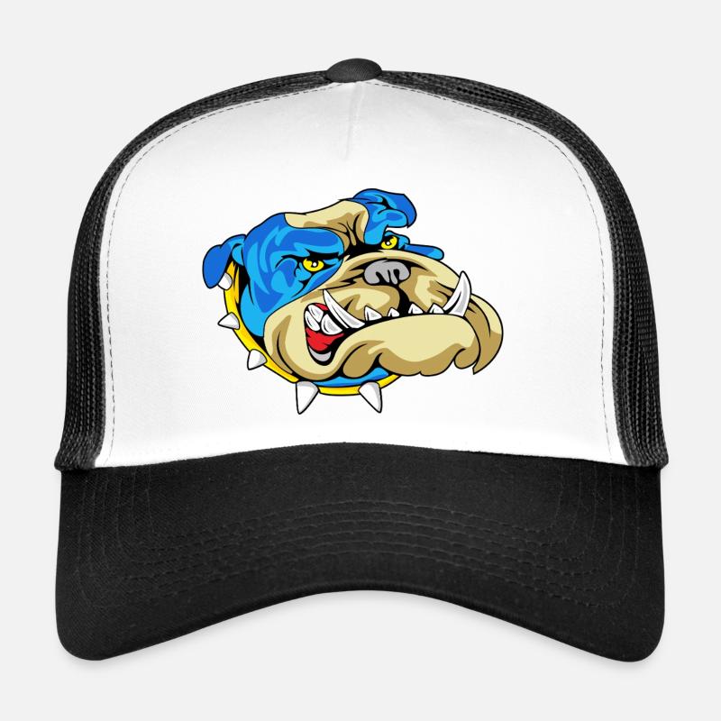 Blauer Bulldogge Knurren - Trucker Cap - Weiß/Schwarz
