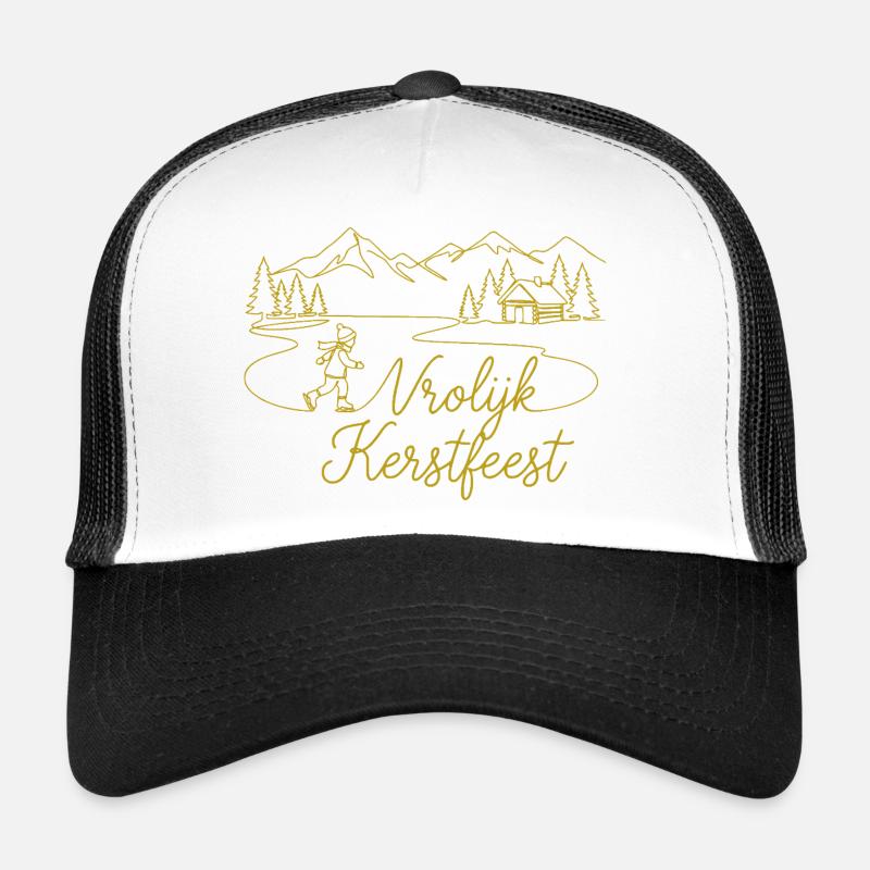 Paysage hivernal de Noël de Vrolijk Kerstfeest Casquette trucker 