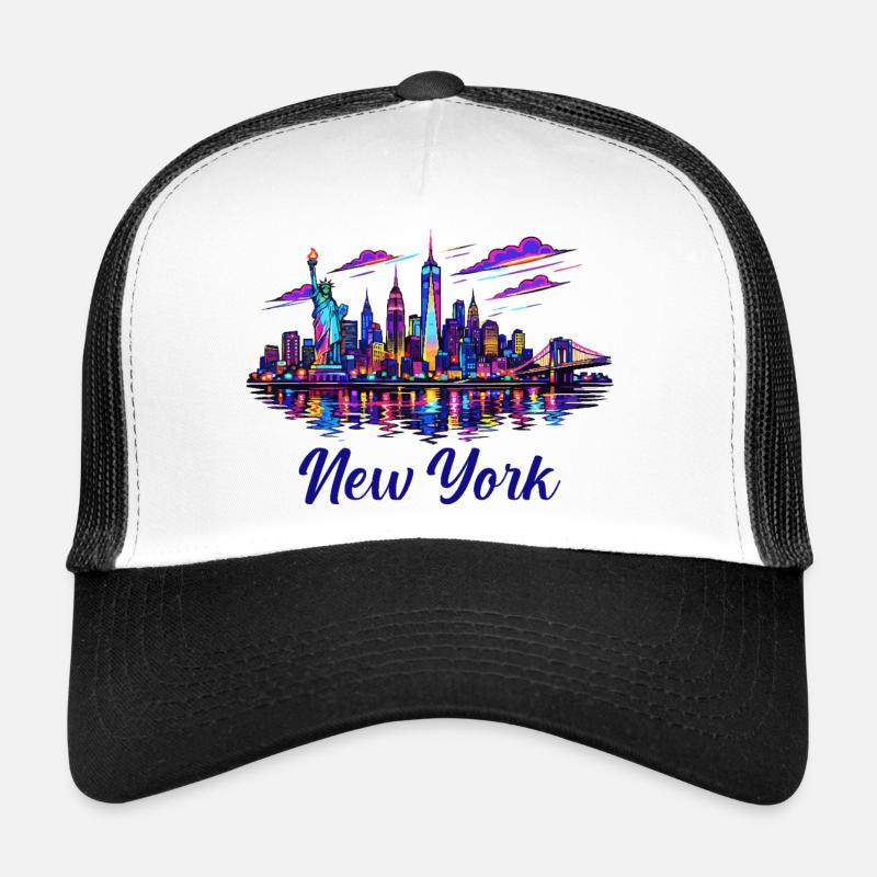Neon New York Skyline Trucker Cap