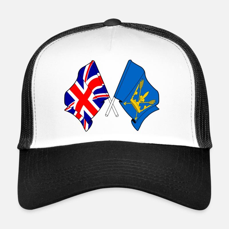 Drapeaux croisés du Suffolk et de la Grande-Bretagne Casquette trucker 