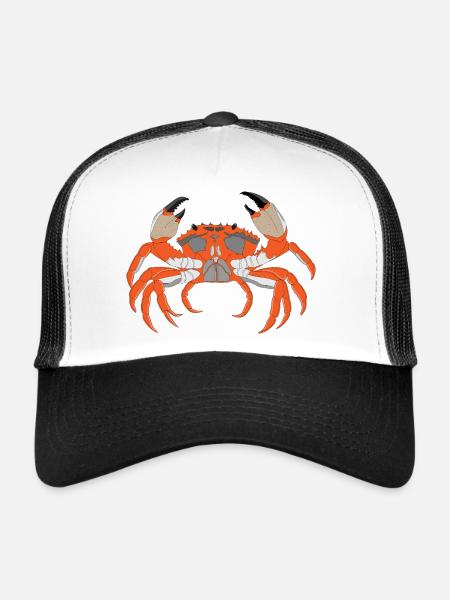 Crab Print - Trucker Cap - white/black - Front