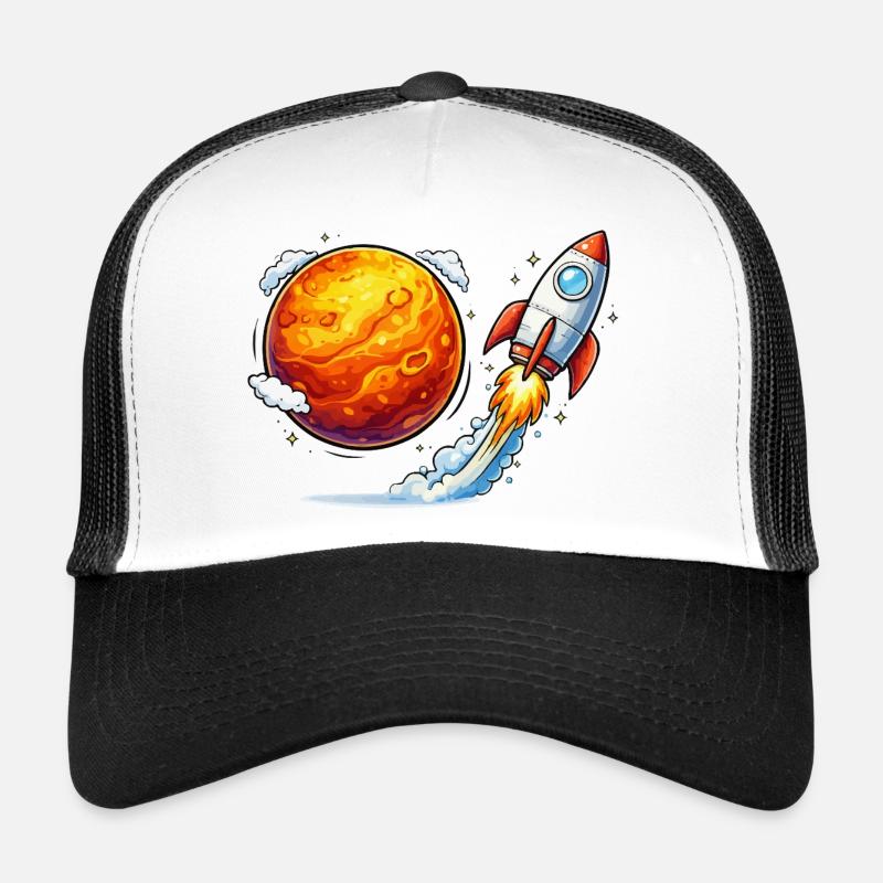 Voyage spatial sur une planète fusée Casquette trucker 