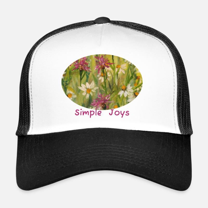 Simple Joys – Wildblumen-Gänseblümchen-Ellipse - Trucker Cap - Weiß/Schwarz