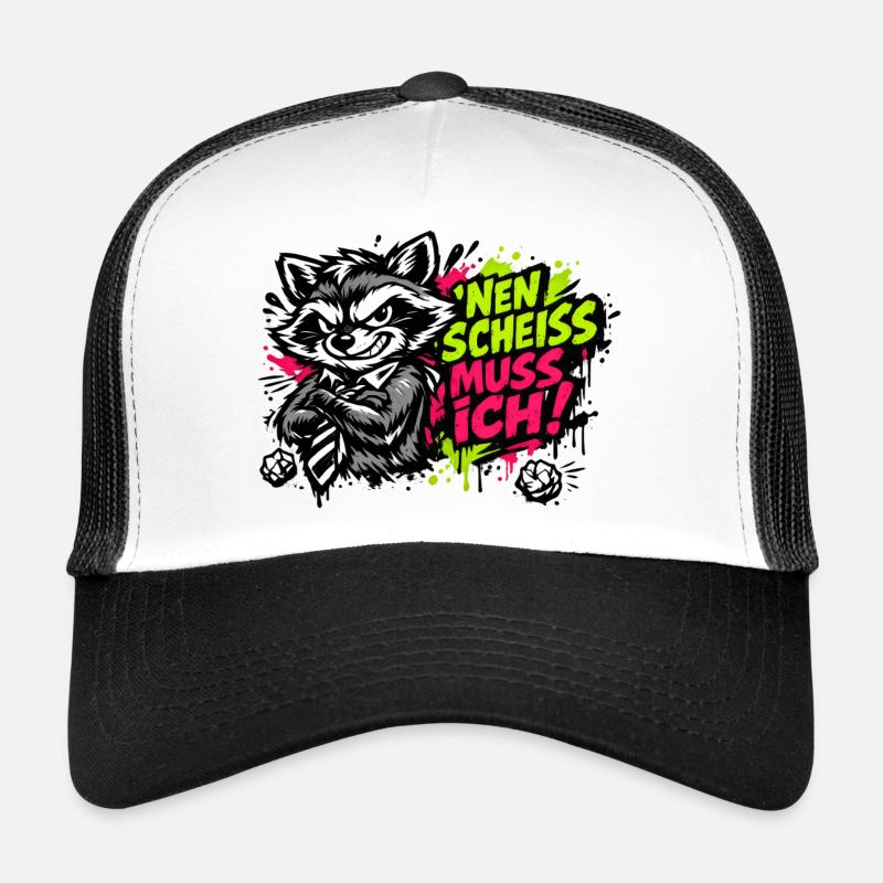 Lustiger Waschbär Spruch Nen Scheiss muss ich Trucker Cap
