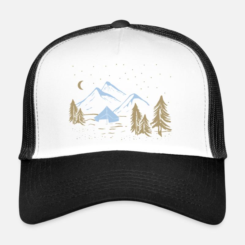 Night Mountain Camping Scene Trucker Cap