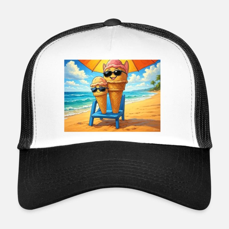 Glace en été - Casquette trucker - blanc/noir