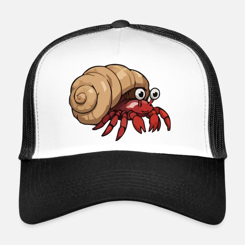 Cartoon crab with conch shell Trucker Cap