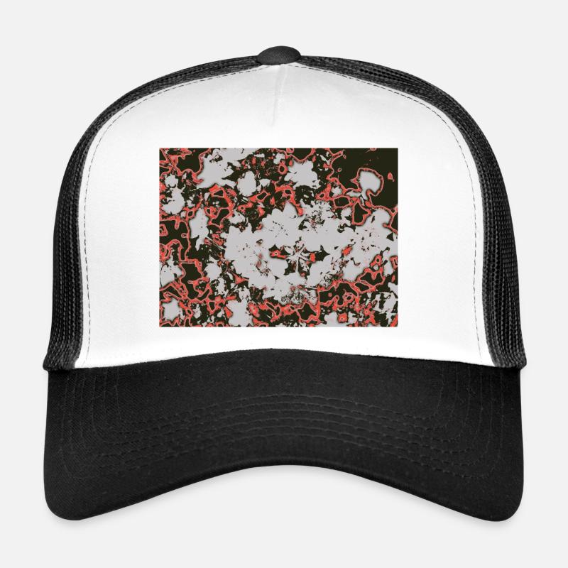 Roter Nebel-Abstractmuster - Trucker Cap - Weiß/Schwarz