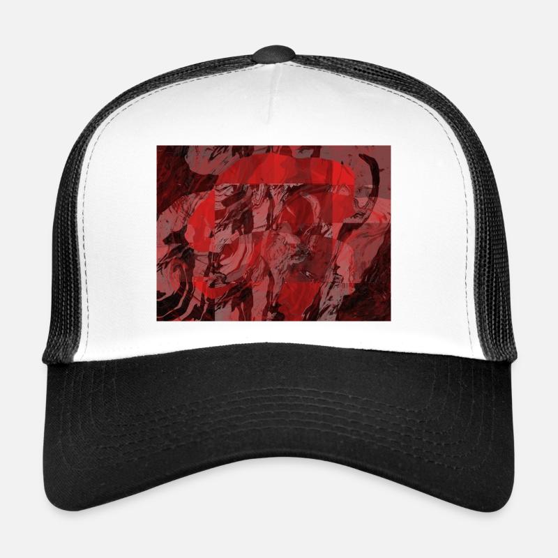 Red Marble Square Overlay Trucker Cap
