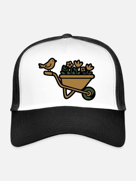 Jardinier de jardins floraux pour brouette - Casquette trucker  - blanc/noir - Devant