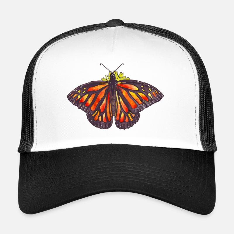 papillon monarque sur une fleur avec les ailes ouvertes Casquette trucker 
