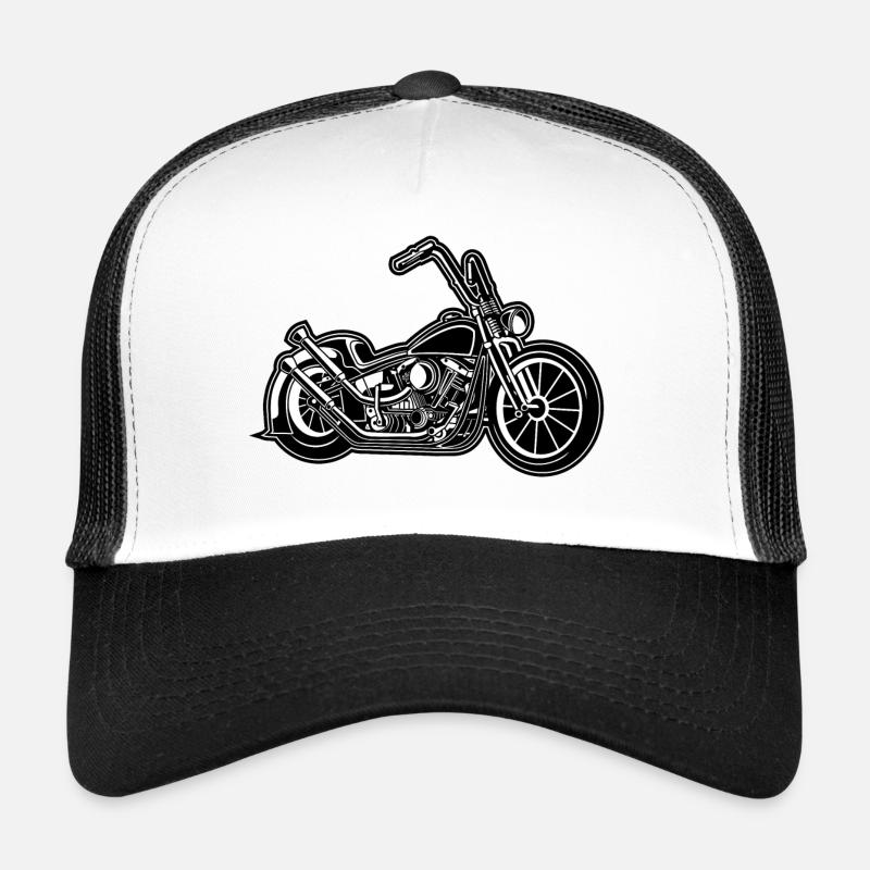 Chopper / Bobber Motorrad 02 schwarz weiß - Trucker Cap - Weiß/Schwarz