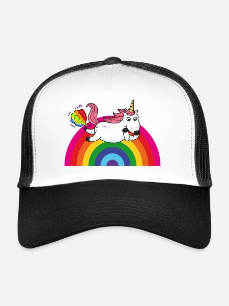 Farting unicorn rainbow - Trucker Cap - white/black