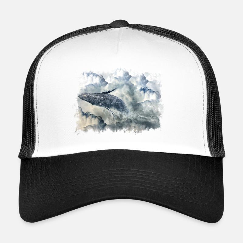 Baleine dans les nuages - Casquette trucker  - blanc/noir