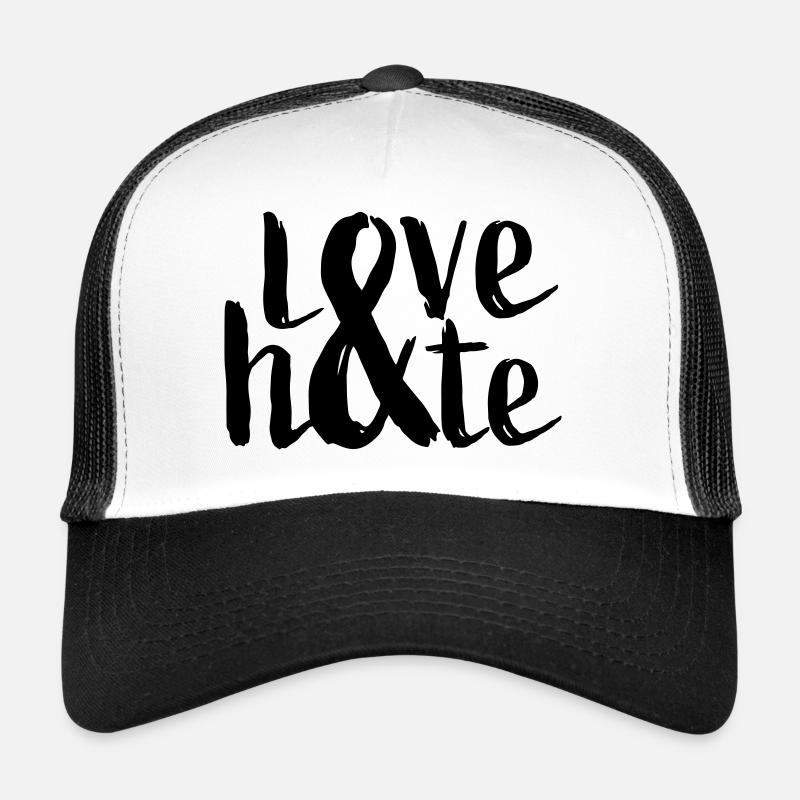 Love and hate typography Trucker Cap