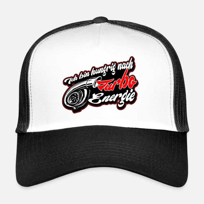 Schwarze Brennstoffflamme Turbo - Trucker Cap - Weiß/Schwarz