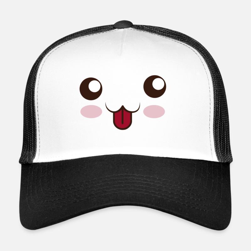 Visage kawaii - Casquette trucker  - blanc/noir
