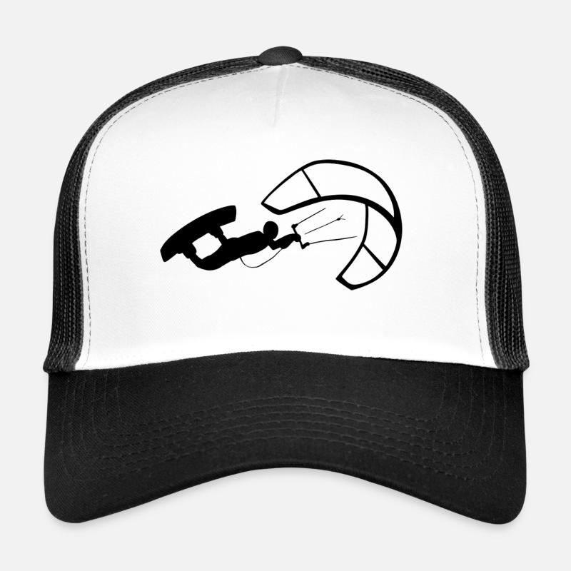 Kitesurfer beim Kiteboarding mit Kiteboard - Trucker Cap - Weiß/Schwarz