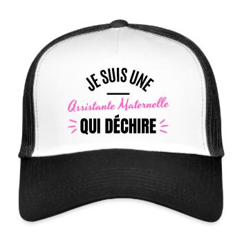 ICH BIN EINE TAGESMUTTER, DIE DEKHIRIERT - Trucker Cap - Weiß/Schwarz - Vorne
