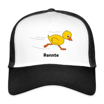 Eine rennende Ente - eine Rennte - Trucker Cap - Weiß/Schwarz - Vorne