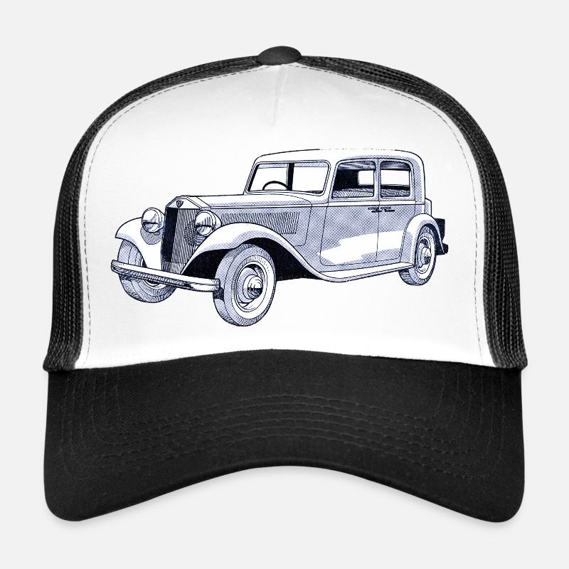 Voiture ancienne de collection - Casquette trucker  - blanc/noir