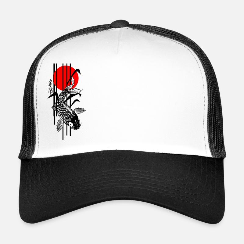 Bamboo Design - Nishikigoi - Koi Fish 3 - Trucker Cap - Weiß/Schwarz