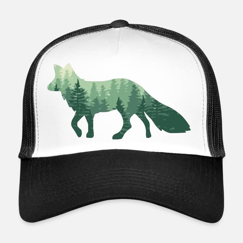 Fuchs Wald / fox with forest - Trucker Cap - Weiß/Schwarz