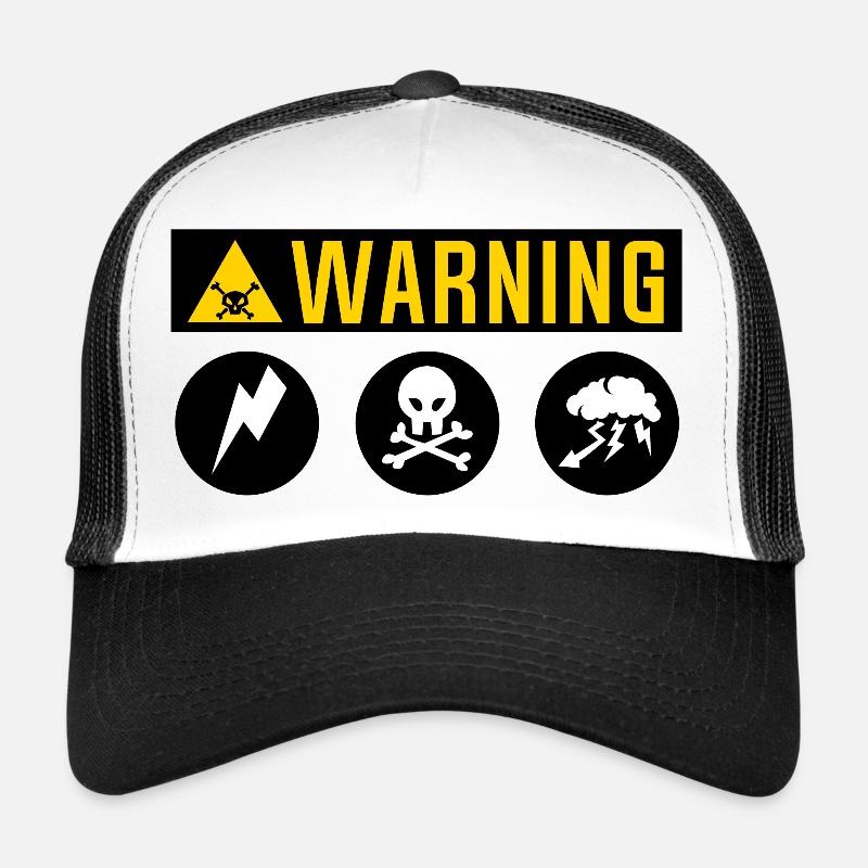warning mot tete de mort plaque eclair nuage foudr Casquette trucker 