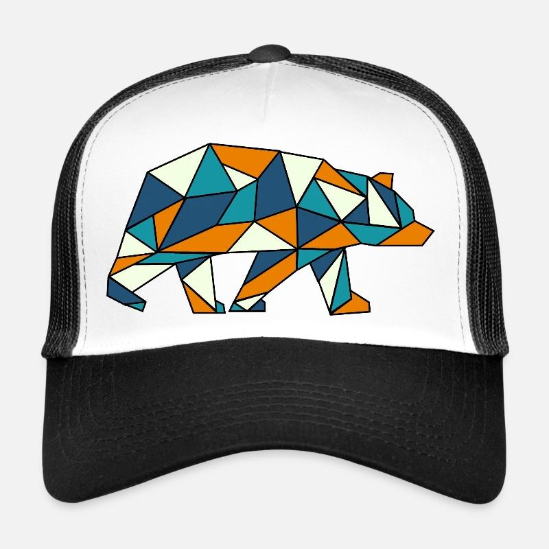 Bear Grizzly Polar Bear Geometry - Trucker Cap - white/black