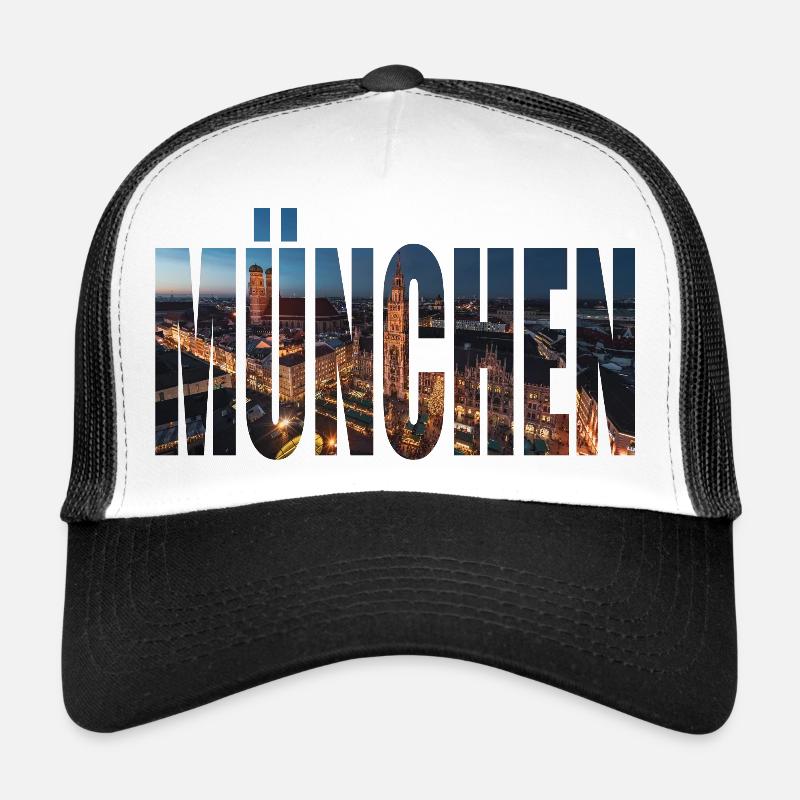 MÜNCHEN SKYLINE NACHTS - Trucker Cap - Weiß/Schwarz