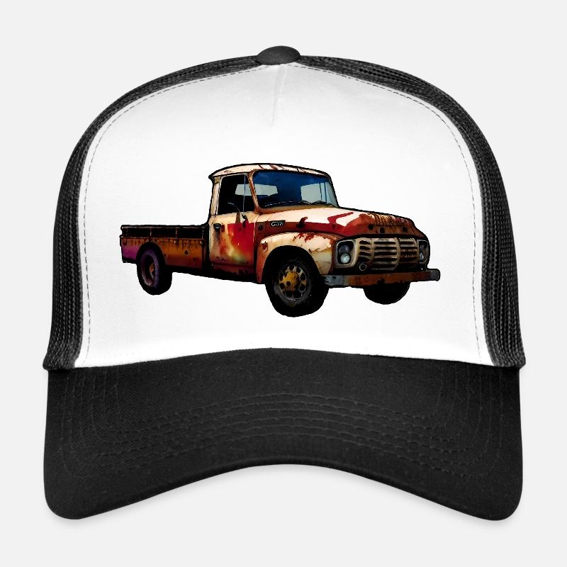 Rusty Pickup truck - Trucker Cap - white/black