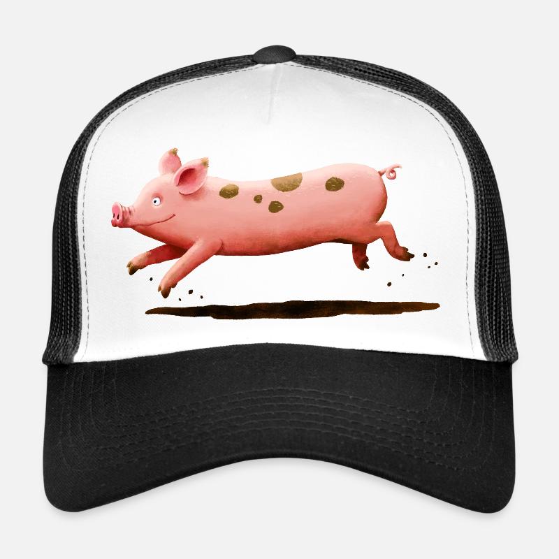 rennendes Schwein - Trucker Cap - Weiß/Schwarz